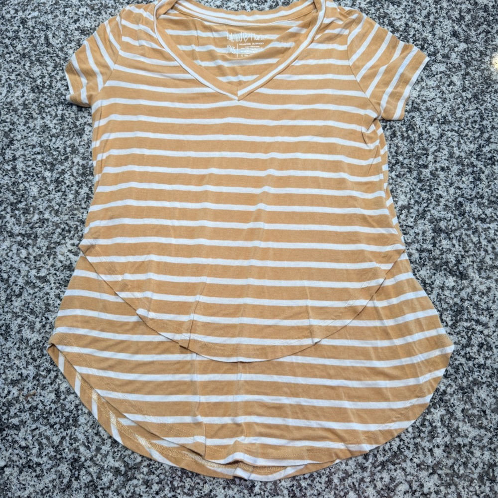 Latched Mama Nursing Top Women XXS Striped Stretch Minimalist Comfy Maternity